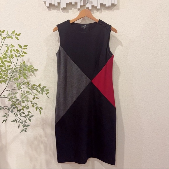 Tahari Black Color Block Sleeveless Short Sheath Dress Preowned Size 6 - Picture 2 of 7